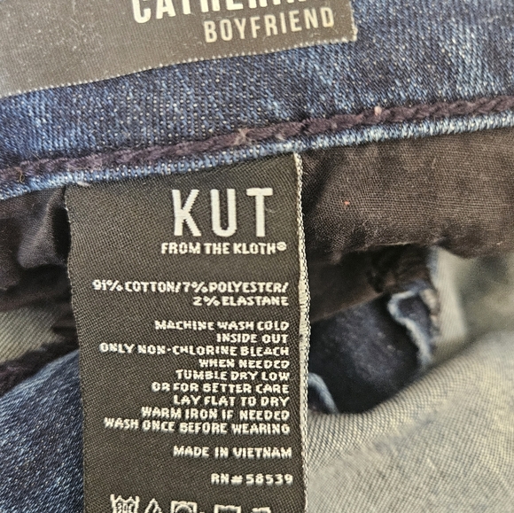 Kut From The Kloth- Pants Women's 10 Blue Denim Catherine Boyfriend 91%cotton. - Picture 7 of 9
